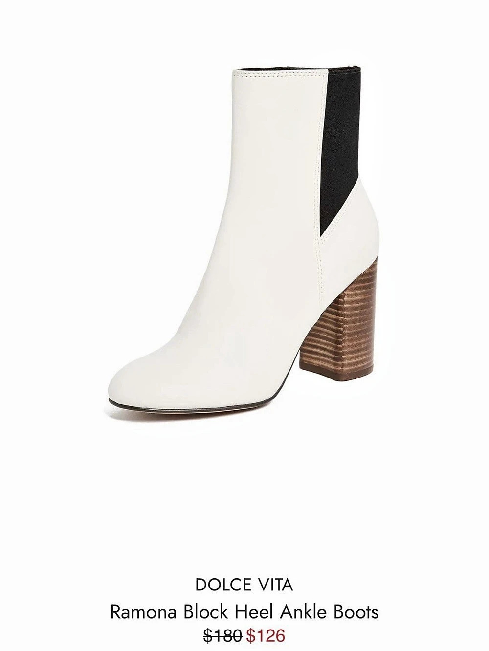 Dolce Vita Ramona Block Heel Ankle Boots White & Black Leather US 8.5 Like New